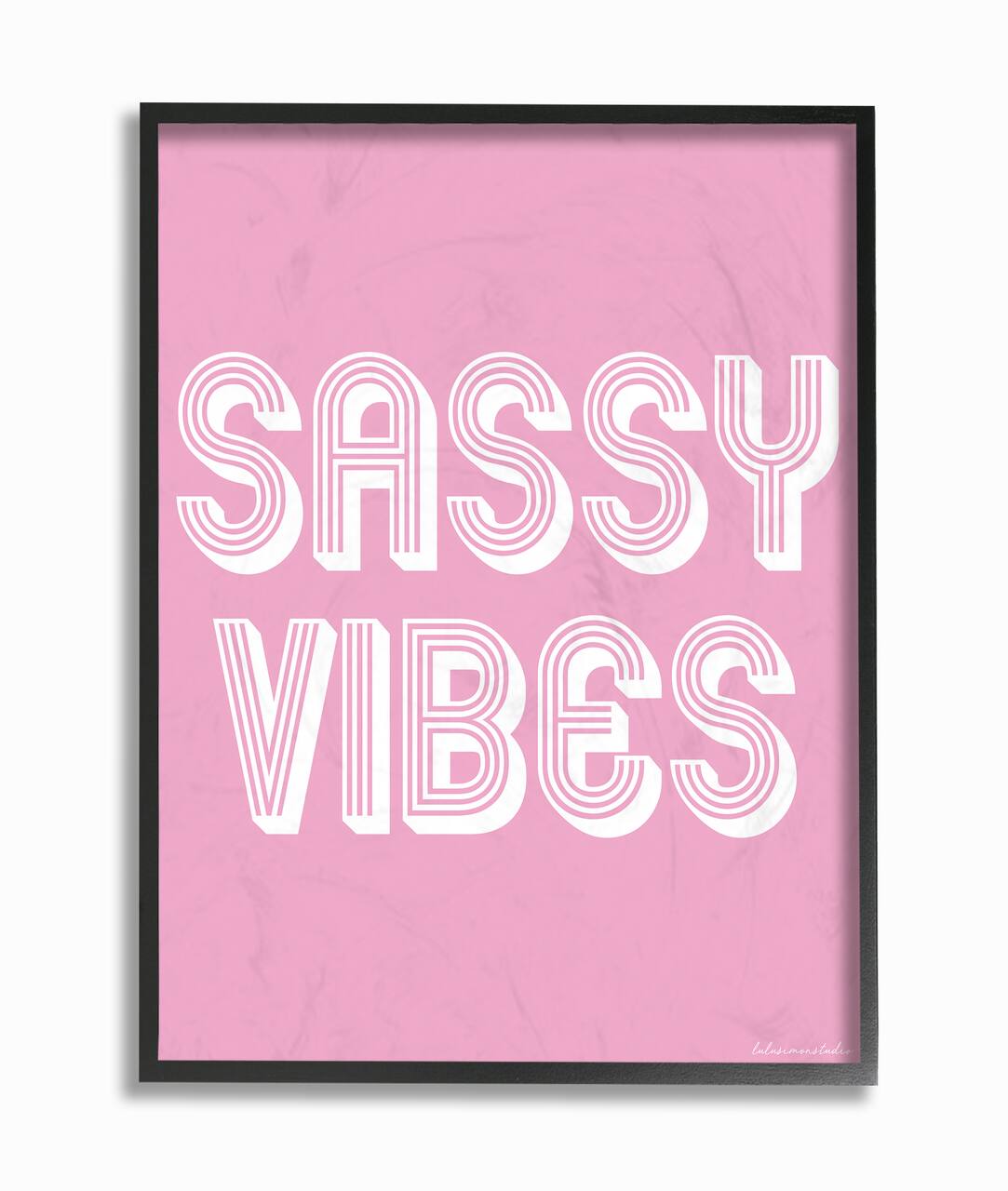 Stupell Industries lulusimonSTUDIO Pink & White Sassy Vibes in Black Frame Wall Art